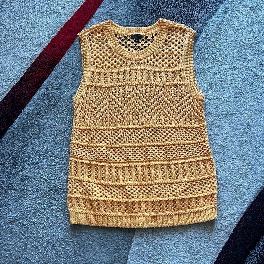Talbots Orange Fishnet Knit Coastal Tank Top